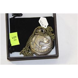 BRONZE FISH FACE POCKET WATCH