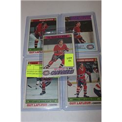 BUNDLE OF FIVE GUY LAFLEUR 1970'S HOCKEY CARDS