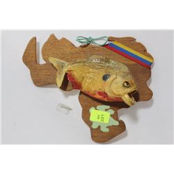 PIRRANAH ON WOOD PLAQUE