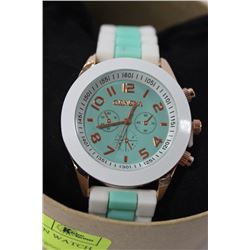 GENEVA WHITE AND GREEN WATCH