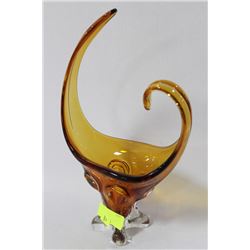 AMBER GLASS ART VASE