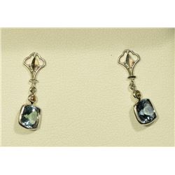 14K GOLD TANZANITE & DIAMOND EARRINGS
