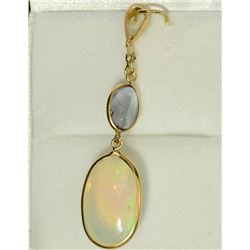 14K GOLD OPAL, TANZANITE & DIAMOND EARRINGS