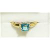 Image 1 : 10K GOLD BLUE TOPAZ & DIAMOND (0.1CT) RING