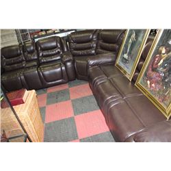 CHOCOLATE BROWN LEATHER RECLINING SECTIONAL