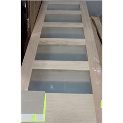 RED OAK SOLID DOOR WITH FROSTED GLASS INSERTS