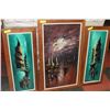 Image 1 : WOOD 3 PC OIL ON CANVAS SHIP PICTURE SET
