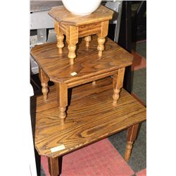 3 PC OAK END TABLE SET