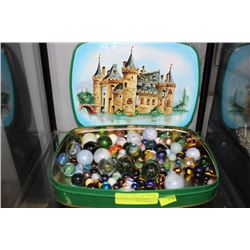 TIN OF VERY OLD MARBLES