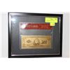 Image 1 : FRAMED 24KT GOLD $1000 BANKNOTE