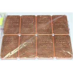 SHEET OF 8 1oz. PURE COPPER BARS