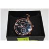 Image 1 : MENS ROSE GOLD WATCH WITH BLACK STRAP