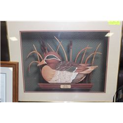 FRAMED, DOUBLE MATTED 'TEAL DRAKE' PICTURE