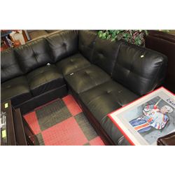 BLACK LEATHERETTE SECTIONAL