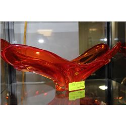 ESTATE ORANGE ART GLASS DISH