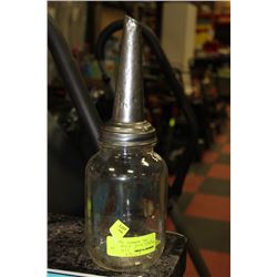 VINTAGE GLASS OIL BOTTLE W SPOUT