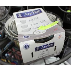 ANCHOR 3 PC GLASS BOWL SET