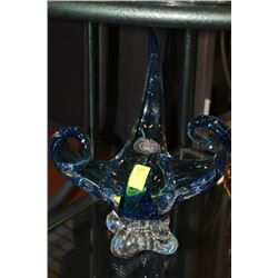 BLUE CHALET ART GLASS DISH