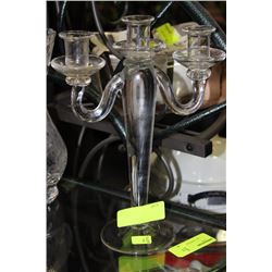 GLASS TRIPLE CANDLE HOLDER