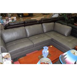 NEW GREY LEATHER 2 PC SECTIONAL