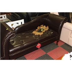 NEW BROWN LEATHERETTE STORAGE CHAISE LOUNGE CHAIR