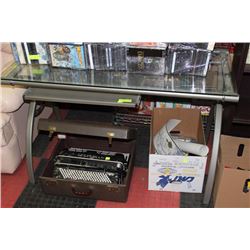 GLASS & SILVER COMPUTER DESK