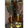 Image 1 : PAIR OF AMBER GLASS OIL LAMPS