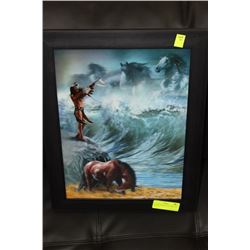 NATIVE FRAMED 3-D PICTURE-18" H x 14.5" L