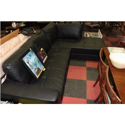 BLACK LEATHERETTE L SHAPED SECTIONAL