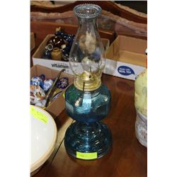 BLUE GLASS OIL LAMP