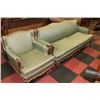 Image 1 : GREEN FRENCH PROVINCIAL VINTAGE SOFA W CHAIR