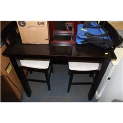 WOOD TONE DINING ROOM TABLE SOLD WITH 3 CHAIRS