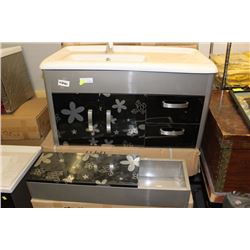 BLACK AND GREY FLOATING BATHROOM VANITY