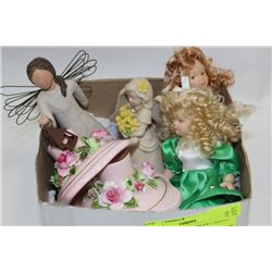 BOX W/ ROYAL ADDERLEY CANDLE HOLDERS,