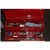 Image 1 : LARGE RED TOOL BOX WITH ASSORTED TOOLS INCLUDING