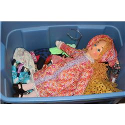 TOTE OF VINTAGE DOLLS