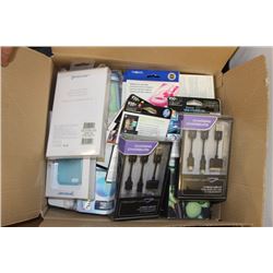 LARGE BOX OF USB CHARGERS, INK CARTRIDGES & MORE!
