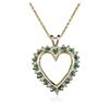 Image 1 : 14KT Yellow Gold Emerald and Diamond Pendant With Chain