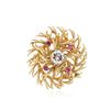 Image 1 : 14KT Yellow Gold 1.74 ctw Diamond and Ruby Brooch