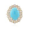 Image 1 : 14KT Yellow Gold 5.81 ctw Turquoise and Diamond Ring