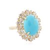 Image 2 : 14KT Yellow Gold 5.81 ctw Turquoise and Diamond Ring