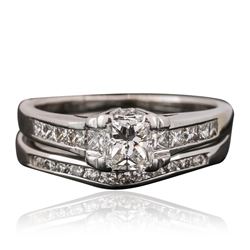 18KT-14KT White Gold 1.10 ctw Diamond Wedding Set