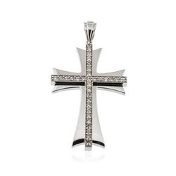 14KT White Gold 0.57 ctw Diamond Cross Pendant