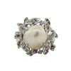 Image 1 : 14KT White Gold Pearl and Diamond Ring