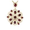 Image 1 : 14KT Yellow Gold 9.82 ctw Ruby and Diamond Pendant With Chain