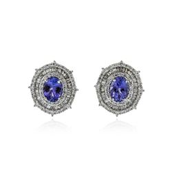 14KT White Gold 2.56 ctw Tanzanite and Diamond Earrings