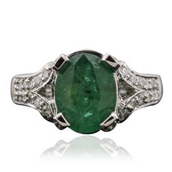 14KT White Gold 3.01 ctw Emerald and Diamond Ring