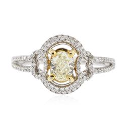 18KT Two-Tone Gold 0.99 ctw Fancy Light Yellow Diamond Ring