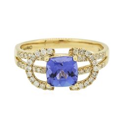 14KT Yellow Gold 1.41 ctw Tanzanite and Diamond Ring