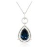 Image 2 : 14KT White Gold 29.77 ctw Blue Topaz and Diamond Pendant With Chain